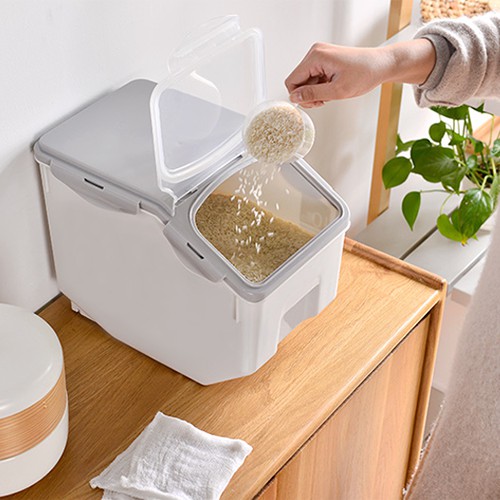 Thùng đựng gạo thông minh 10 - 15kg chất liệu nhựa PP cao cấp, thùng gạo nắp nhựa kháng khuẩn chống ẩm mốc tuyệt đối