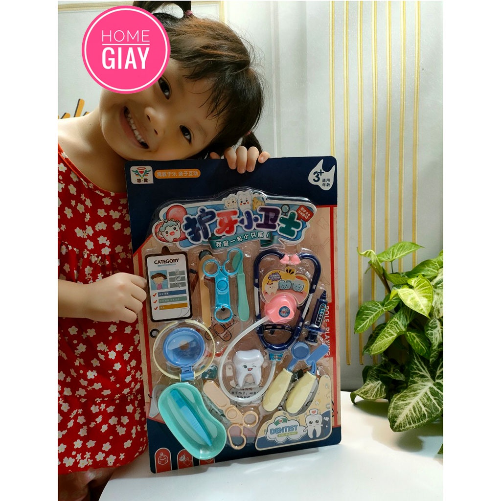 Đồ chơi bác sĩ trẻ em hộp y tế y tá tiêm ống nghe dụng cụ cho bé 2 - 6 tuổi shop home giay