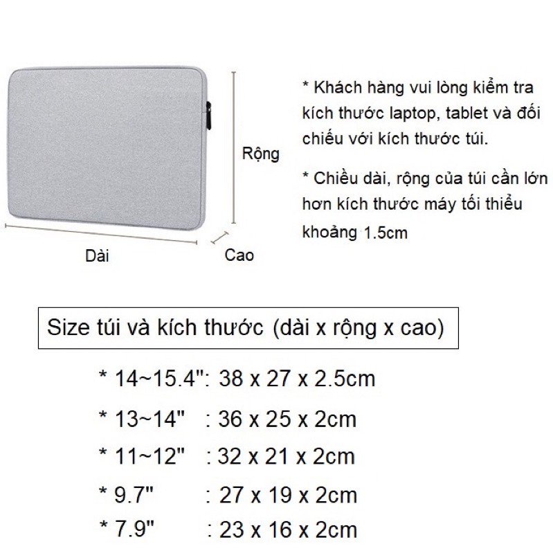 Túi đựng chống sốc và chống nước cho macbook/laptop đủ size BUBM.