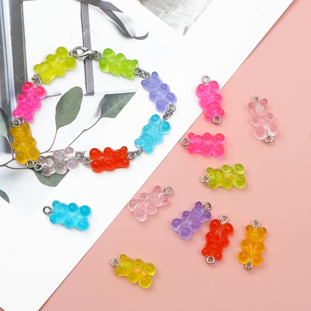 Phụ kiện BEADIA hình gấu Gummy bằng nhựa resin nhiều màu dễ thương dùng làm đồ trang sức/ dây chuyền/ móc khóa diy