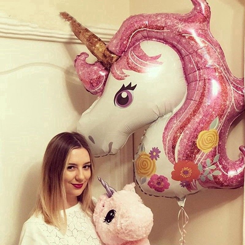 Bong bóng bơm hơi hình ngựa một sừng 117CM * 87cm