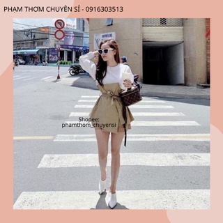 Áo sơ mi váy phối kaki