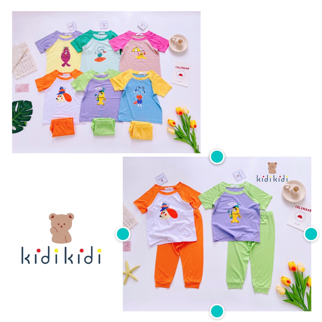 Bộ Thun Lạnh Kidikidi Quần Dài Tay Áo Ráp Lăng Cho Bé Trai Và Bé Gái_TL2