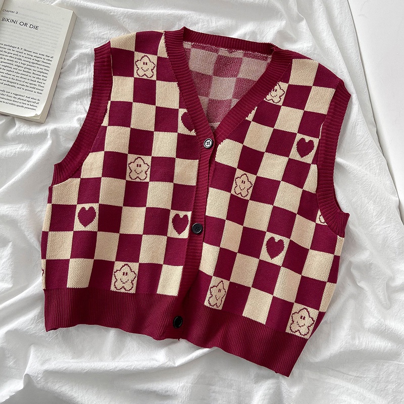 Áo len không tay cổ chữ V thời trang cho nữ