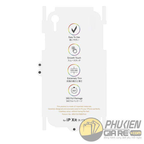 Miếng dán PPF mặt sau cho iPhone XR