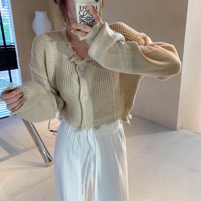 [ORDER 15N] Áo len cúc dáng ngắn rách gấu ulzzang Hàn Quốc | BigBuy360 - bigbuy360.vn