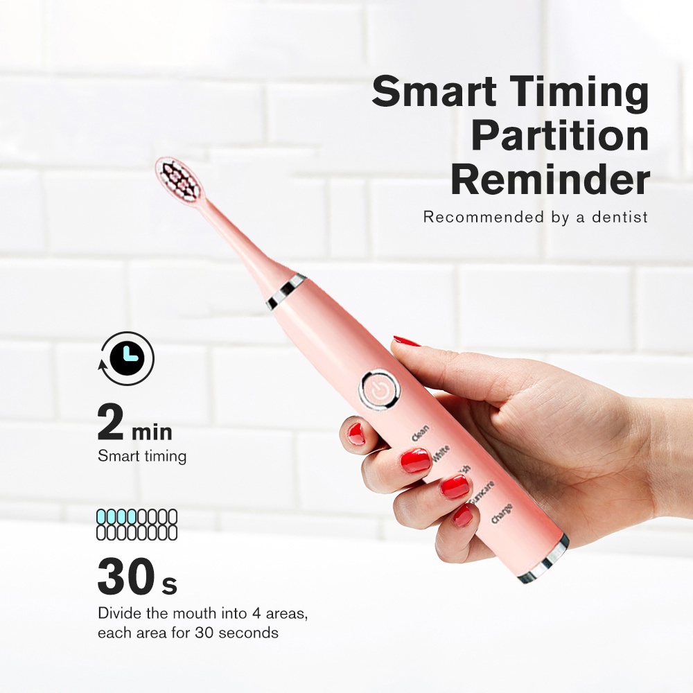 Máy rửa răng siêu âm có thể sạc lại Máy rửa răng thông minh Bàn chải đánh răng điện dành cho người lớn