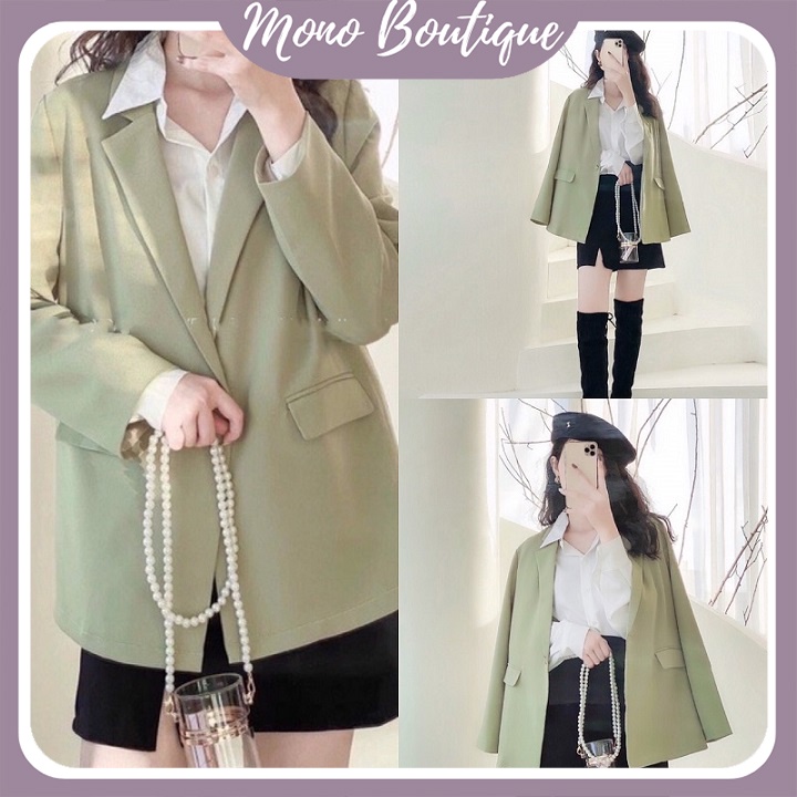 Áo Blazer Nữ Xanh Bơ 2 lớp Túi Nắp, Áo vest Hottrend 2022 MOA01 - Mono Boutique