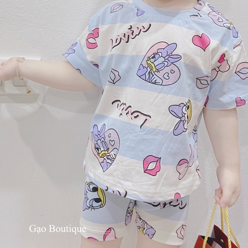 Bộ thun cotton cho bé gái 7-17kg
