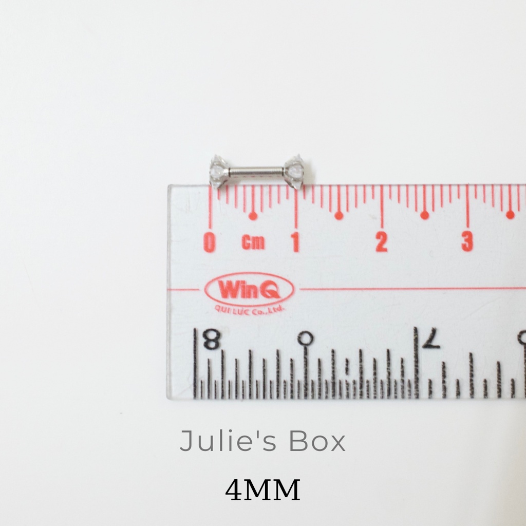 Khuyên Tai 2 Đầu Đá Ngôi Sao Màu Bạc Unisex Titanium Không Gỉ Không Ngứa Không Đen julies box 66