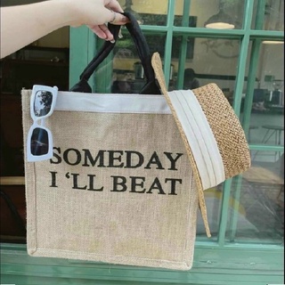 Túi Xách Nữ Rộng Rãi Đi Du Lịch Đi Chơi Đi Học, Túi Cói MERCI 2 Lớp Dày Dặn Siêu Tiện Dụng Kích Thước 35x32x18cm LV01