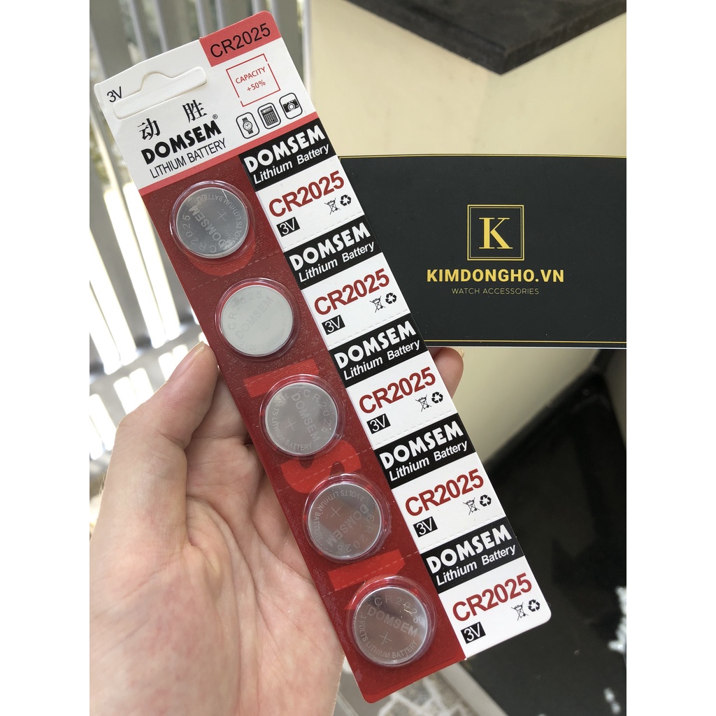 Vỉ 5 Viên Pin CR2025 lithium 3V DOMSEM Pin Đồng Hồ, Pin Điều Khiển