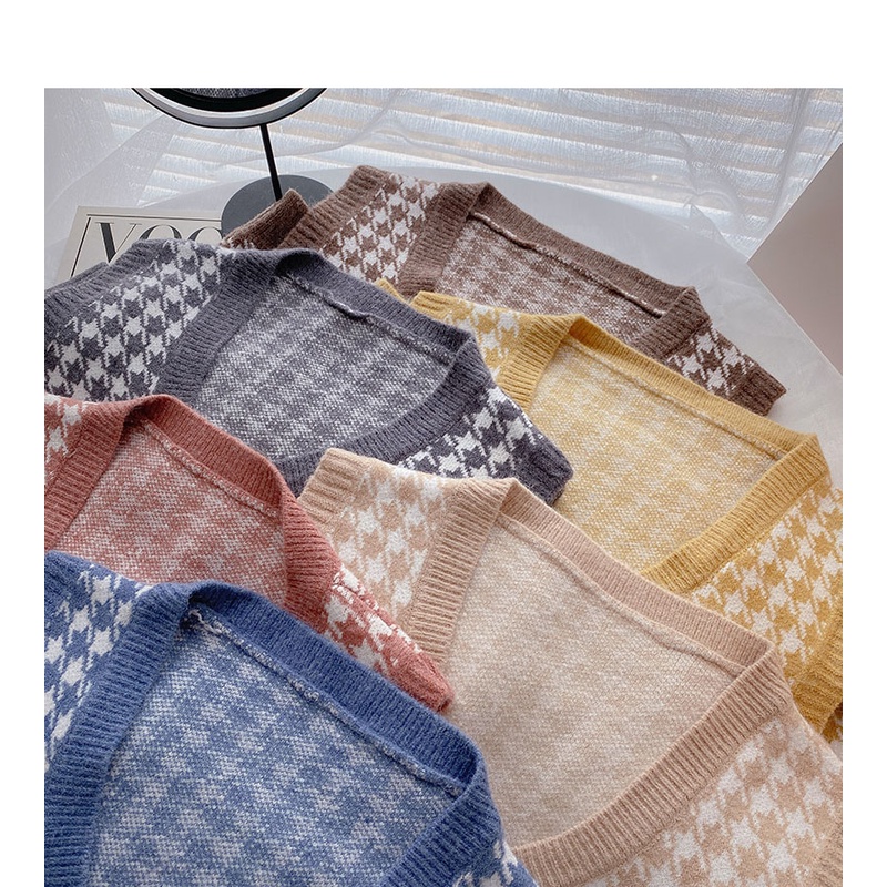 Kumi.vn order áo gile len lông họa tiết nanh sói nhiều màu sắc phong cách Hàn Quốc