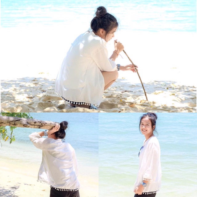 Áo Kimono TUA BI Trắng Đen