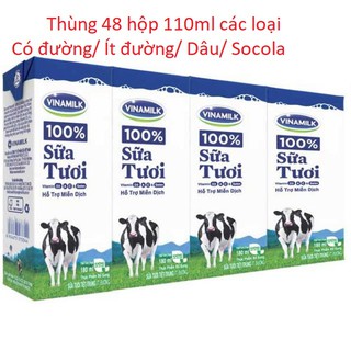 Sữa tươi Vinamilk 110ml có đường/ít đường/ Dâu/ Socola