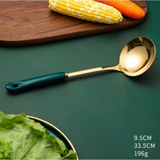 Set đồ nấu ăn 6 món mạ vàng cao cấp cho các  mẹ ( mua cả set tặng giá treo cao cấp )