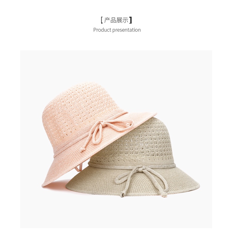 Nón Nữ Chóp Lưới Phối Dây Buộc Thoáng Mát Đi Biển