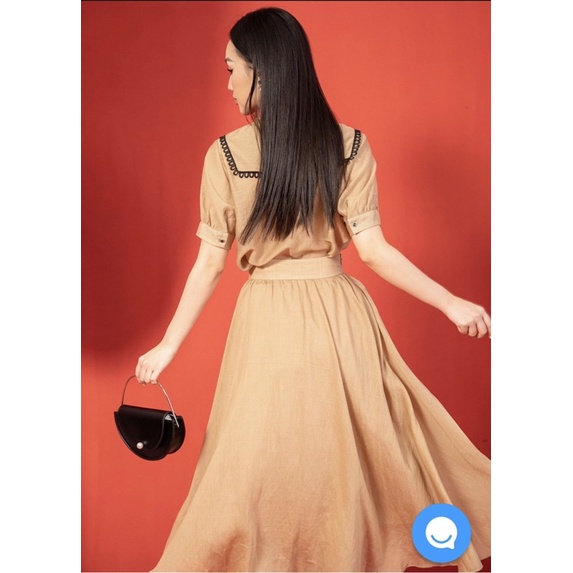 Elise newtag set bộ áo váy nâu mới nguyên tag M/L/XL