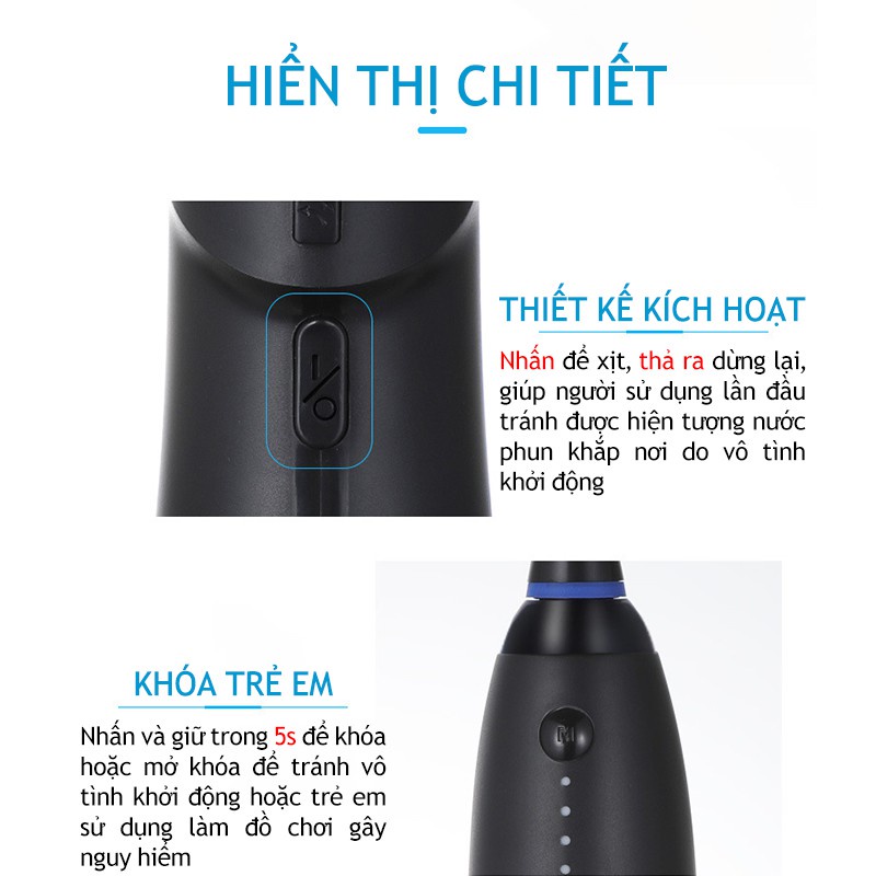 Máy Tăm Nước Cầm Tay,  Tăm Nước Vệ Sinh Răng Miệng Cá Nhân, 4 Chế Độ, Tặng 3 Đầu Xịt Bảo Hành [6 Tháng]