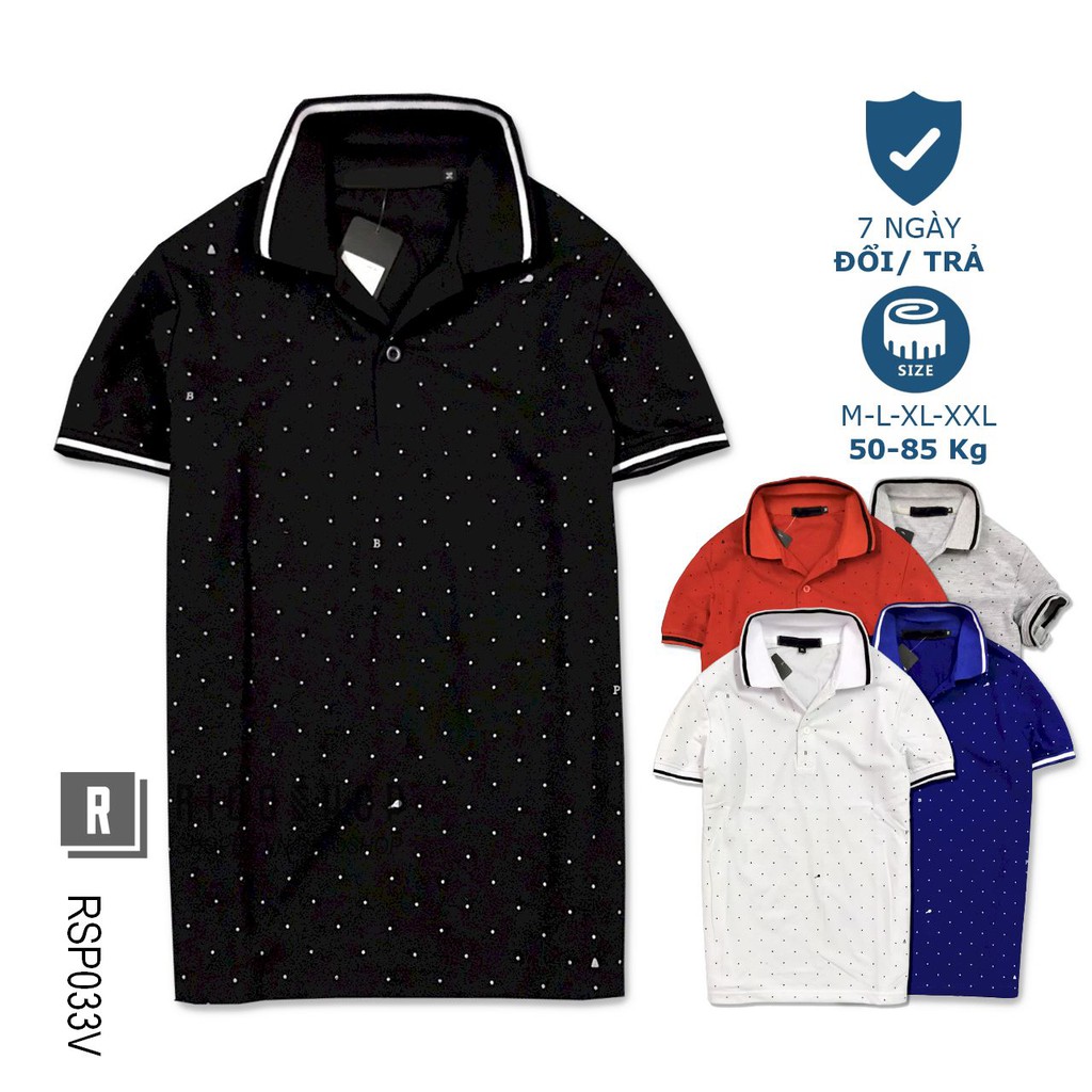 Áo thun nam chấm bi có cổ cao cấp phối bo viền tay RSP033V - áo polo nam Riooshop
