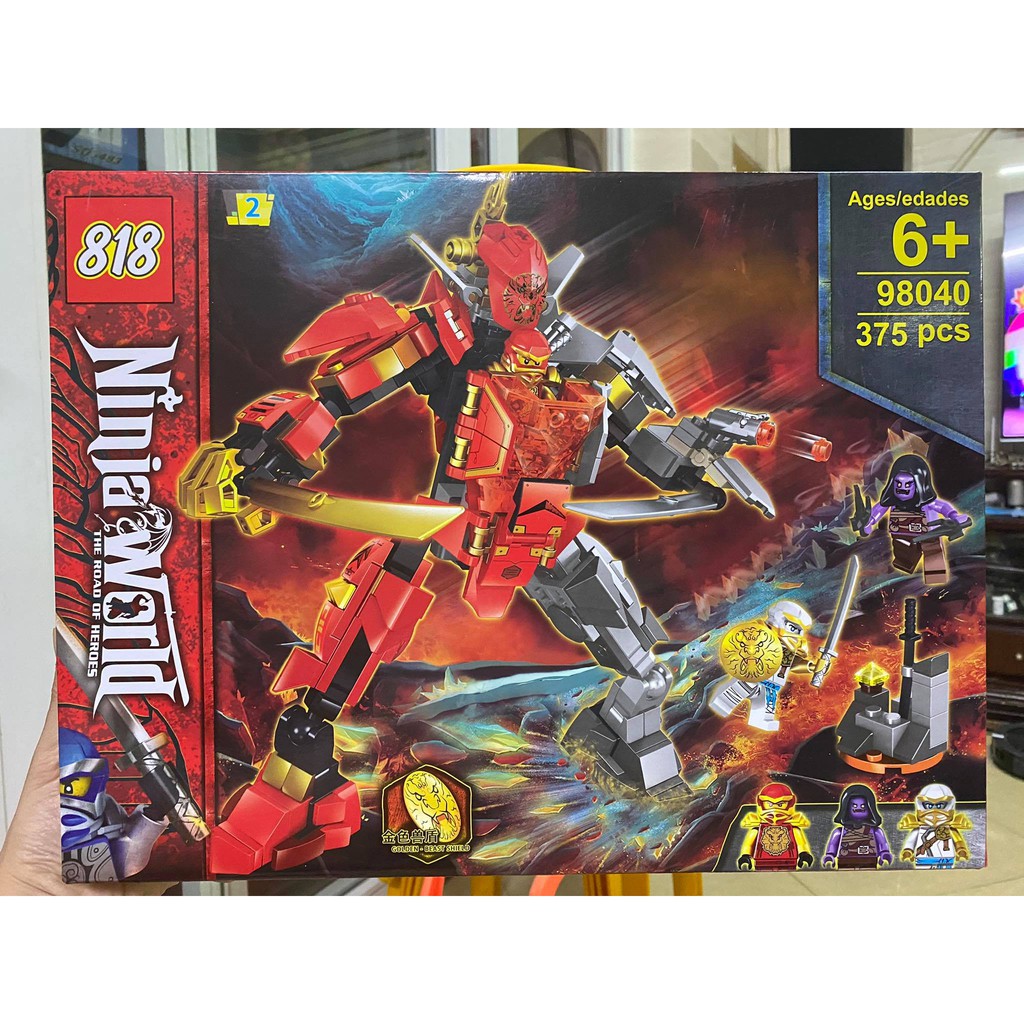 Lắp ráp Xếp hình not Lego Ninjago 71721 , 98040 : người máy robot Chiến Giáp Hợp Thể Của Kai & Cole 375 mảnh