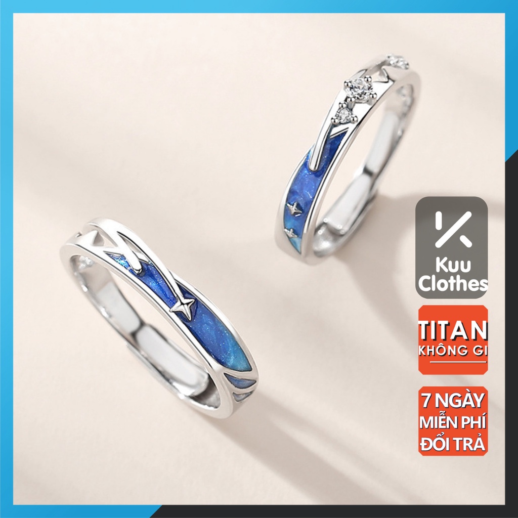 Nhẫn Đôi Nam Nữ Meteor Ring Vì Sao Đính Đá Và Sao Chổi Vĩnh Hằng Kuu Clothes - Nhẫn Cập Đôi Chất liệu Titan Không Gỉ