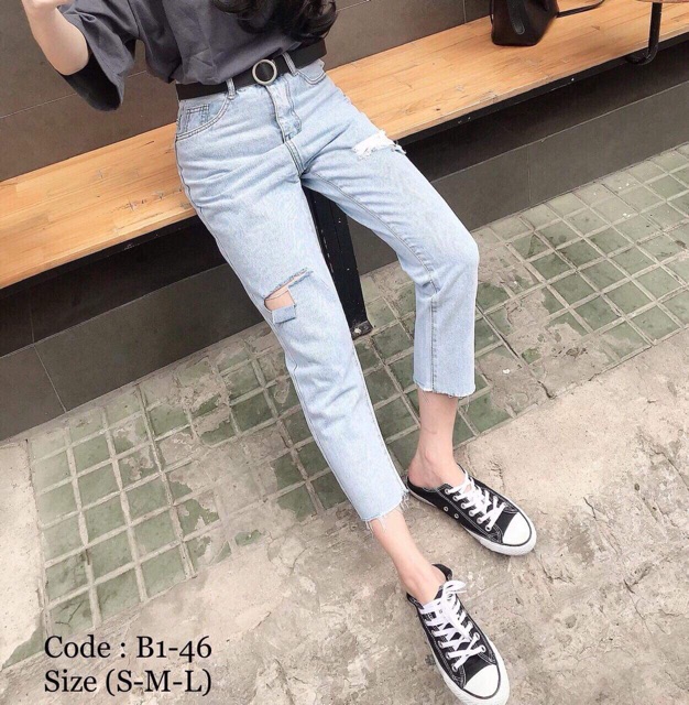 QUẦN BÒ RÁCH 2 BÊN MÀU NHẠT CỰC XINH HÀNG BÁN SHOP