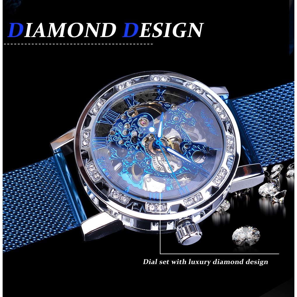 Đồng Hồ Cơ Nam Lộ Máy Hãng Forsining Dây Thép Lưới Đẹp Thời Trang Cao Cấp Giá Rẻ