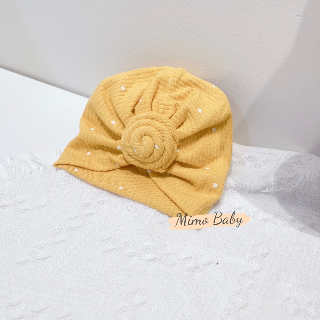 Mũ nón turban nền vàng chấm bi đáng yêu cho bé gái 6-10kg MTB83 Mimo Baby