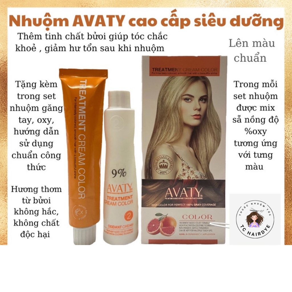 THUỐC NHUỘM TÓC AVATY TẶNG KÈM OXY GĂNG TAY (không cần tẩy)