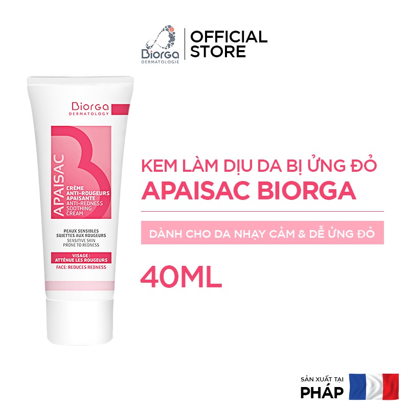 Kem làm dịu da bị ửng đỏ Biorga Dermatologie - Apaisac Anti Redness Soothing Cream 40ml