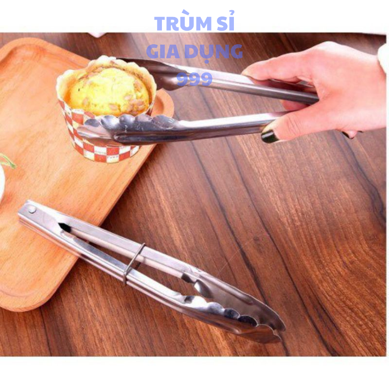 kẹp gắp thức ăn có khóa gài bằng inox, dụng cụ kẹp gấp thức ăn, gắp đá , gắp nóng, gắp đồ nướng cho gia đình mini