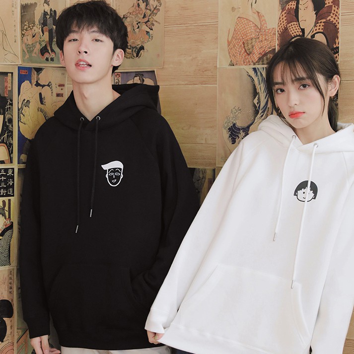 Áo Hoodie có cổ Cặp Đôi Unisex Hình Icon dễ thương phong cách Hàn Quốc cá tính, Chất nỉ mã HD23 - Tặng vòng xinh