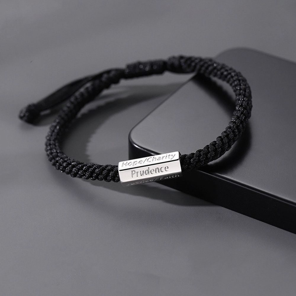 Vòng đeo tay dây bện mặt hình phong cách hip hop Hàn Quốc cá tính cho nam