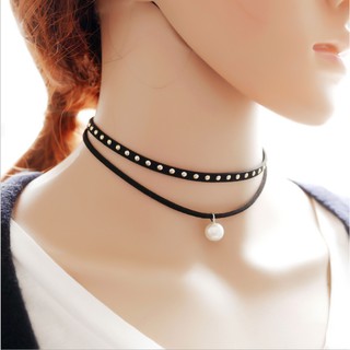 Vòng cổ nữ choker 2 lớp chấm bi xinh xắn