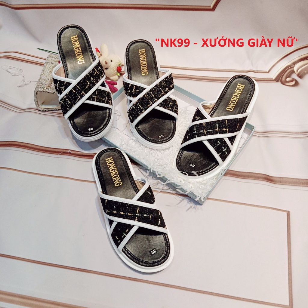 Dép Nữ QUAI CHÉO Đế Bánh Mì Êm Siêu Nhẹ Cao 3-5P Sang Chảnh Tôn Dáng