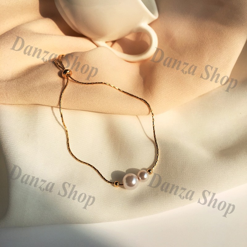 Vòng tay thời trang đính NGỌC TRAI NHÂN TẠO - Trang Sức DANZA SHOP