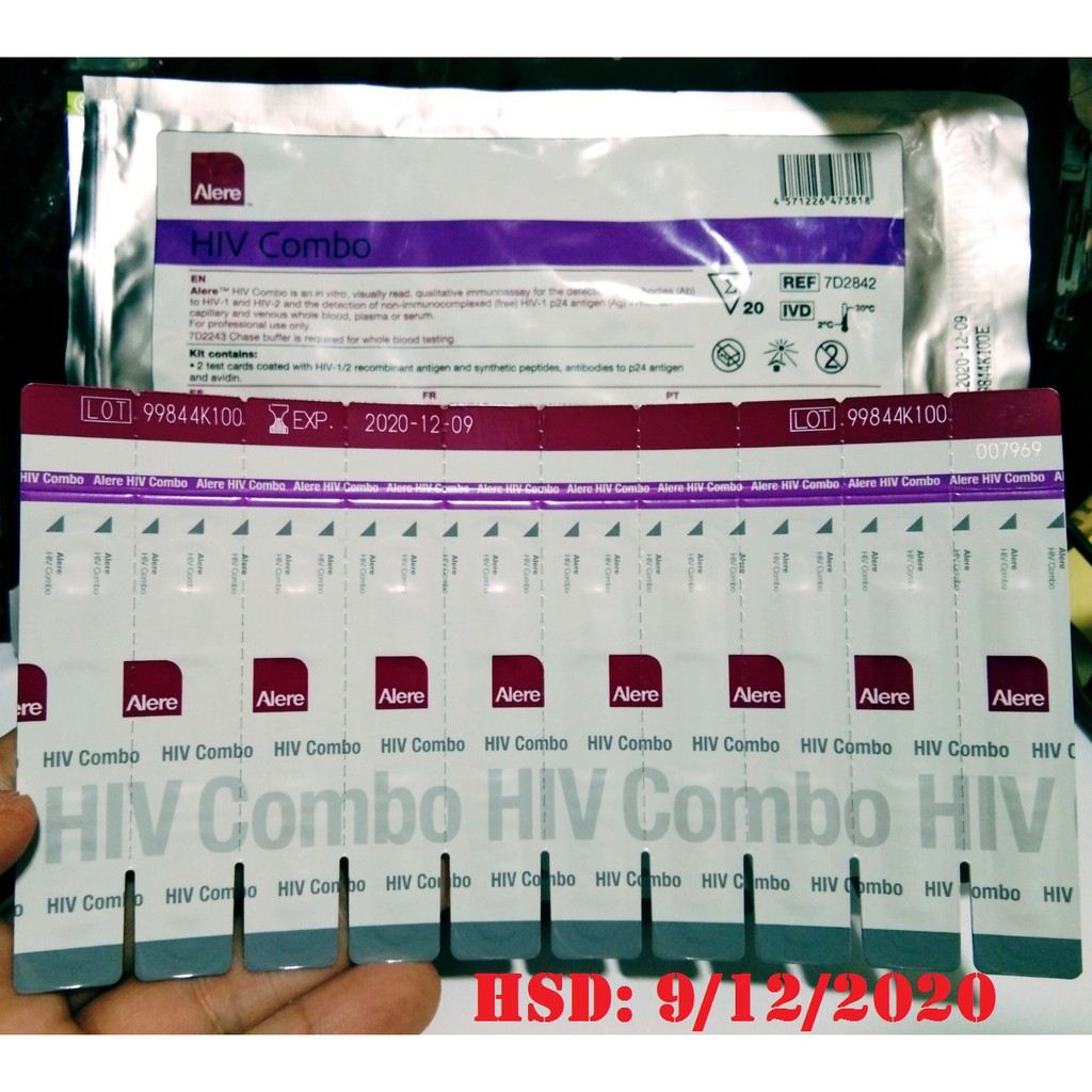 (HSD:6/2022) Bộ xét nghiệm HIV phát hiện sớm 14 ngày kết quả chính xác hơn 95% Alere HIV Nhật Bản