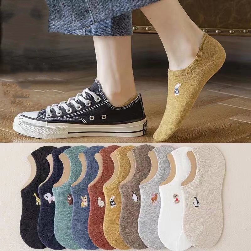 Tất nữ vớ nữ cổ ngắn Set 10 đôi tất vớ Ame Beauty, Tất vớ nữ Hàn Quốc cute kèm họa tiết đáng yêu