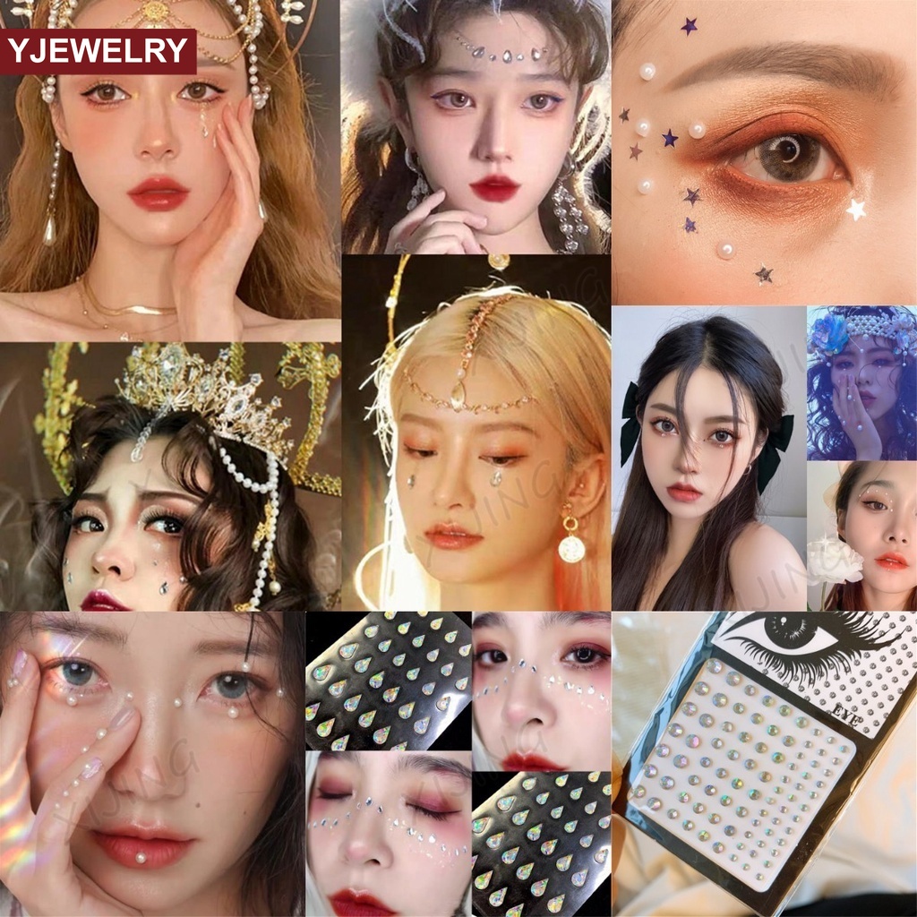 [Hàng mới về] Miếng Dán Kim Cương Giả Hình Giọt Nước Dùng Trang Điểm Lông Mày / Mắt / Trán Diy
