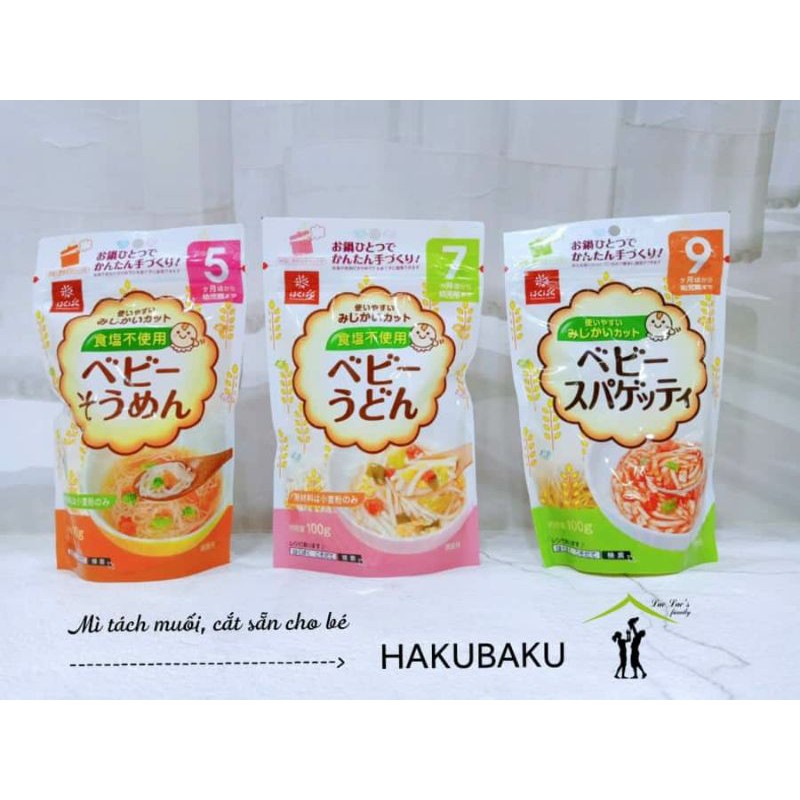 [Hakubaku] Mì udon, somen lúa mạch tách muối cho bé 5m,7m,9m+