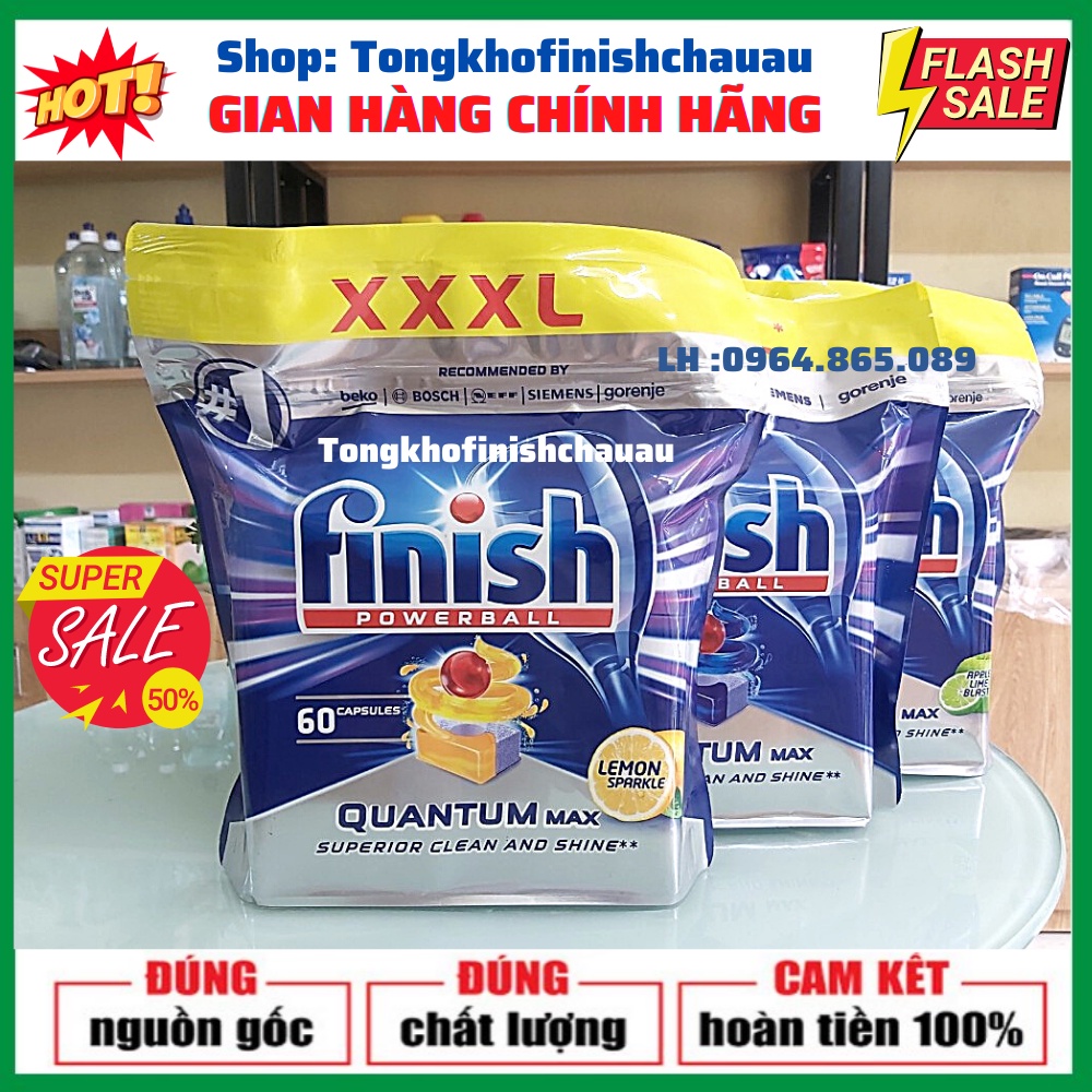 Viên rửa bát Finish Quantum [LOẠI MẠNH NHẤT: sạch vô địch, thơm vô địch]