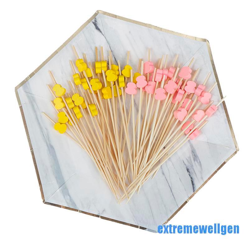 [extremewellgen 0527] 100pcs Bamboo Gourd Fruit Fireworks Toothpick Dessert Cocktail Sign Wedding Decor