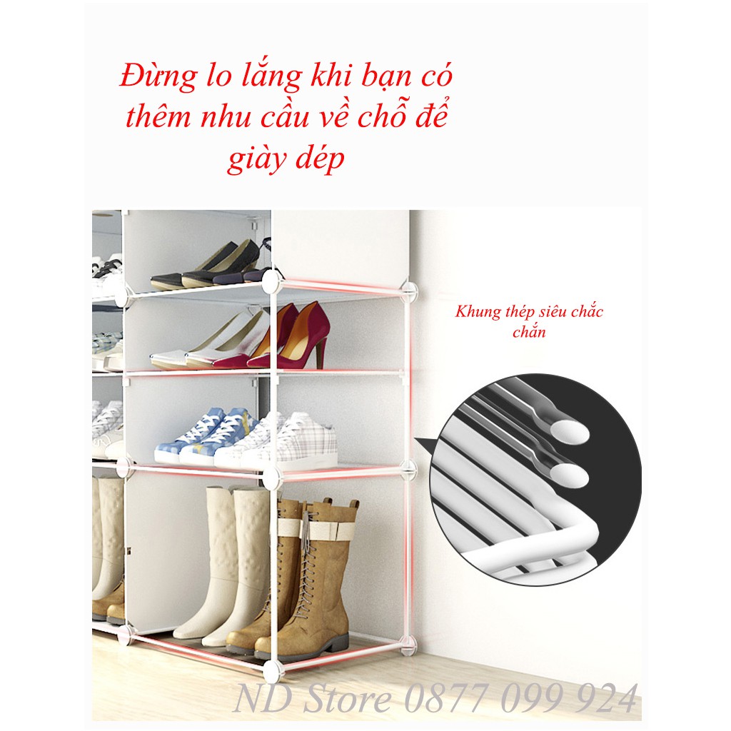 Tủ giày 18 ô (chia ô) trắng có sóng lắp ghép đa năng thông minh, lắp ghép dễ dàng, tiện dụng (Khung Sơn Tĩnh Điện)