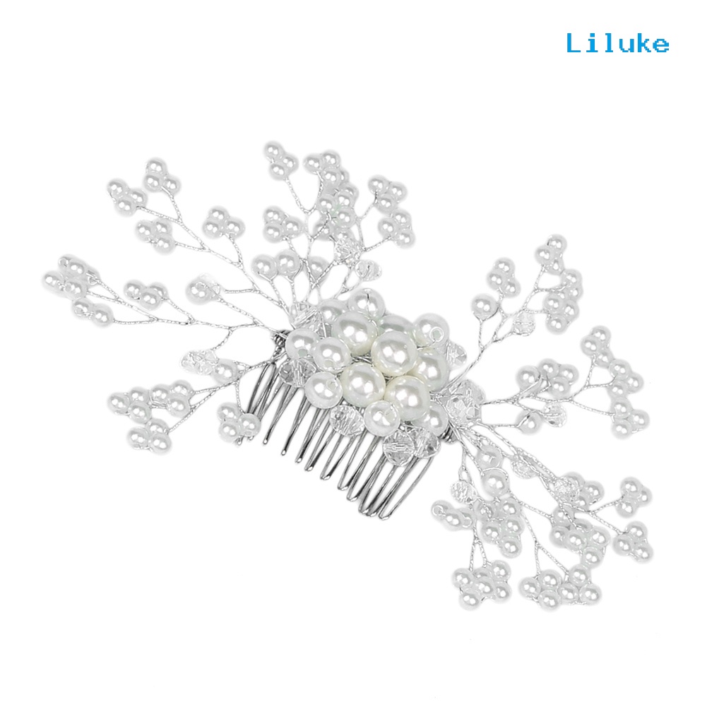 Lược Cài Tóc Nữ Họa Tiết Hoa Đính Ngọc Trai Thời Trang Thanh Lịch