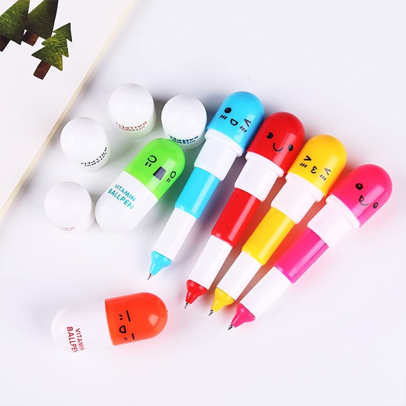 Bút Bi Hình Viên Thuốc Kèm Mặt Cười Dễ Thương