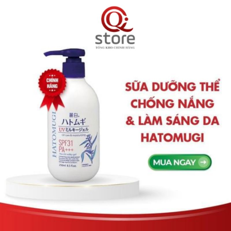 Sữa Dưỡng Thể Chống Nắng, Dưỡng Ẩm & Làm Sáng Da Hatomugi SPF31+ PA++++ Nhật Bản