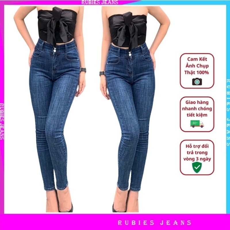 Quần jean nữ skinny cạp cao ôm trơn co giãn nâng mông hàng cao cấp chất đẹp M9525