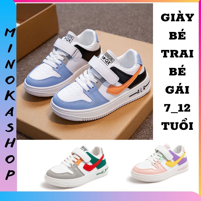 Giày Thể Thao Cho Bé Gái Bé Trai Từ 7 Đến 12 Tuổi ,Giày Bé Trai Bé Gái Êm Chân Quai Dán Kiểu Dáng Thời Trang GE01