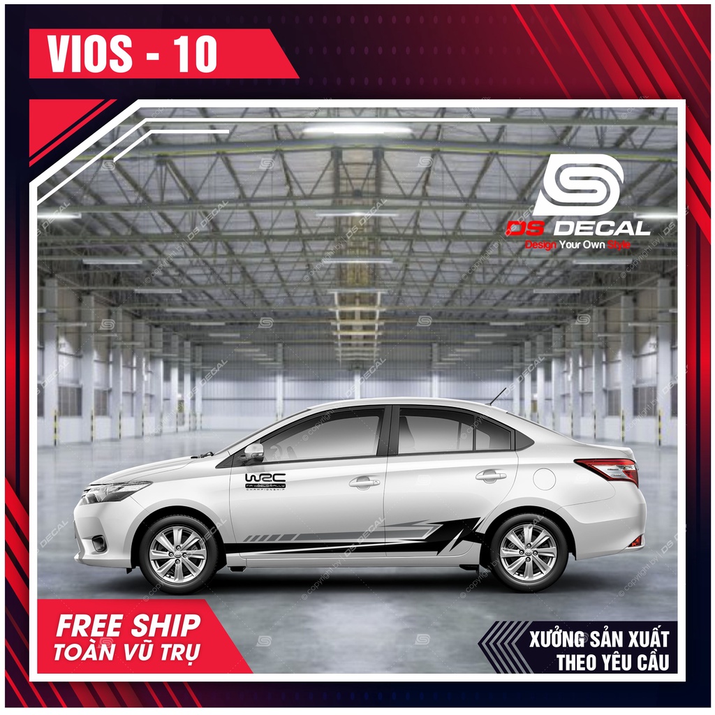 Tem dán xe ô tô Vios - 09, Sticker trang trí xe ô tô, tem dán xe ô tô PVC chống nước - DSDECAL